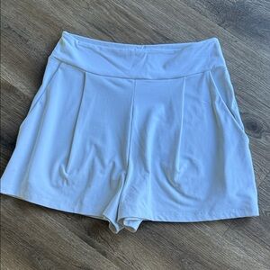 Susana Monaco White Pleated High-Waist Skort Shorts